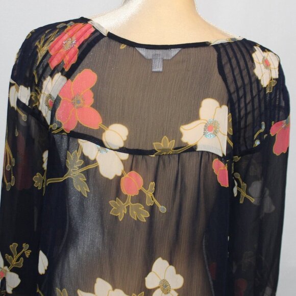 LC Lauren Conrad Navy Floral 3/4 Sleeve Top - Picture 10 of 14
